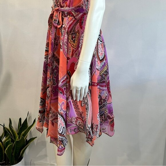 Evan Picone Paisley Crepe Handkerchief Hem Midi Dress - Picture 5 of 12